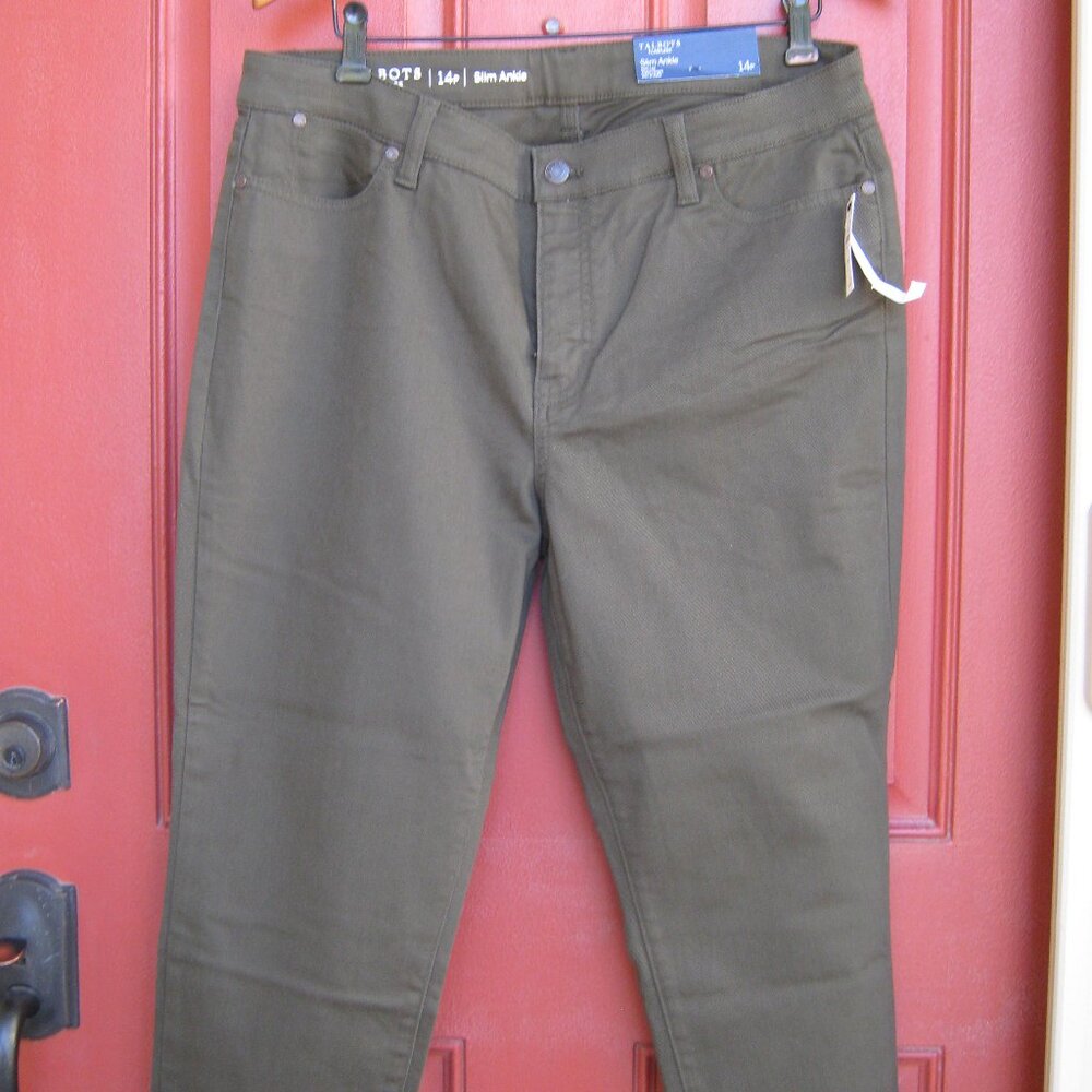 Talbots NEW- Never Worn. Slim Leg Ankle - Olive  - Size 14P